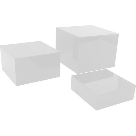 3 pièces présentoirs surélevés en acrylique cubes emboîtables pour dessert buffet alimentaire blanc (1/5)