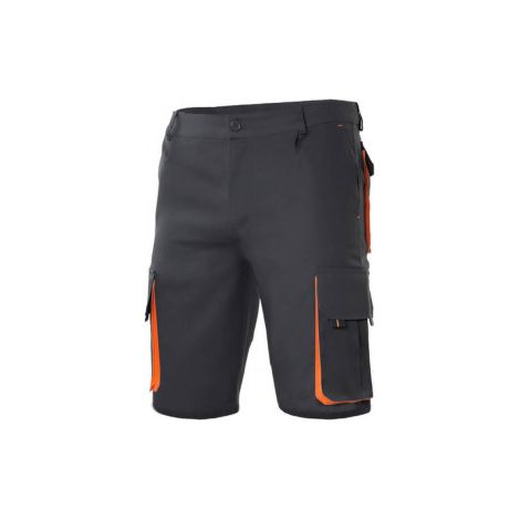 Bermuda bicolor multibolsillos con pliegues y elástico en cintura VELILLA Serie 103007 42 Negro / Naranja