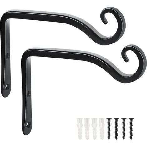 EASYCOMFORT Lot de 2 Crochets- Noir de Suspension Muraux Décoration Fer Forgé pour Jardin avec Vis pour Plantes Mangeoires à Oiseaux Lanternes (1/5)