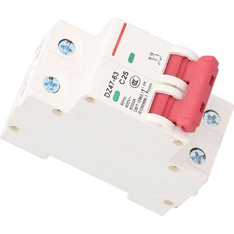 Disjoncteur miniature bipolaire avec fenêtre de présentation conviviale et protection contre les surcharges de type 25 A (1/5)