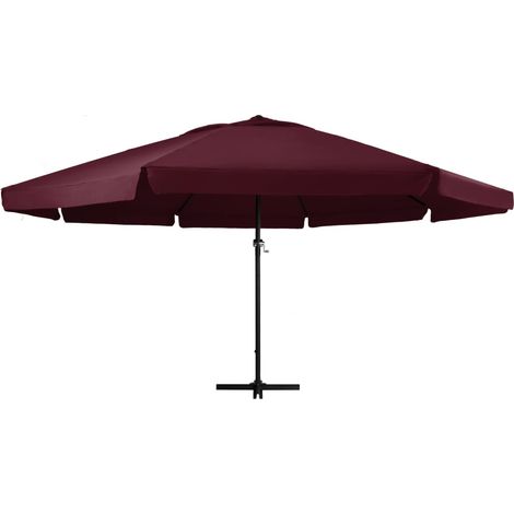 Parasol de jardin et mât en aluminium 600 cm rouge bordeaux (1/5)