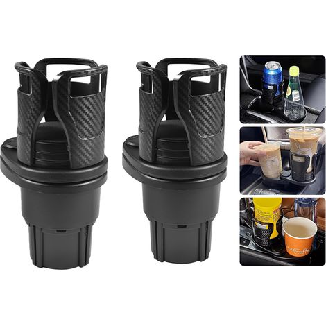 Porte-gobelet de voiture 2 en 1, porte-gobelet de voiture réglable, rotation à 360 degrés, 2 pièces, noir (1/5)