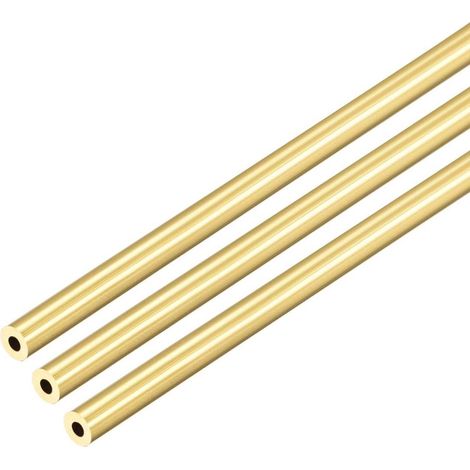 sourcing map Brass Tube Round 300mm Length 3.5mm External Diameter 1mm Wall Thickness Seamless Straight Pipe 3 Pcs (1/4)