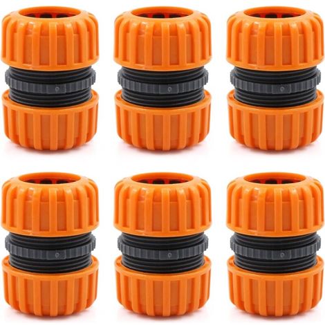 Lot de 6 raccords de tuyau d'arrosage - Kit de réparation pour tuyau d'arrosage - 19 mm (3/4") - Jaune