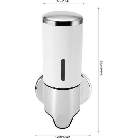 Distributeur de savon liquide mural 500ml Salle de bain douche Cuisine Hôtel (Blanc) (1/4)