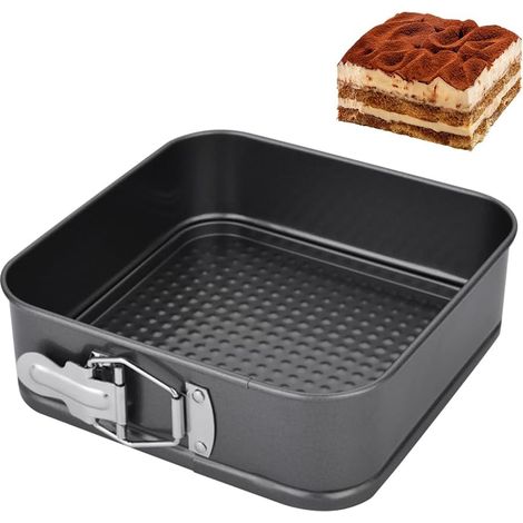 1 Pièce Moule à charnière, Acier au carbone, Revêtement antiadhésif, 24 cm, Carré, Cuisson gâteau (1/5)