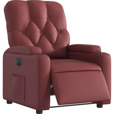 vidaXL Poltrona Reclinabile Elettrica Rosso Vino in Similpelle