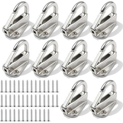 Lot de 10 crochets de fixation de bâche à deux trous en acier inoxydable avec 20 vis, crochets de bâche en métal pour filets de crochet remorque (1/5)