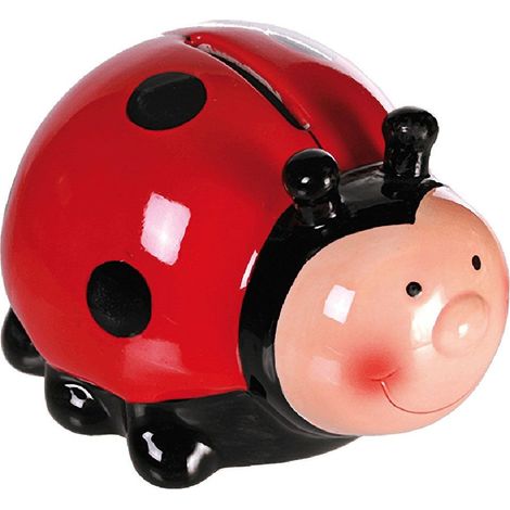 Tirelire enfant coccinelle en céramique – Dimensions 7.5x9.5x11 cm – Design coloré pour chambre d'enfant – Coffret à monnaie – Out Of The Blue (1/2)