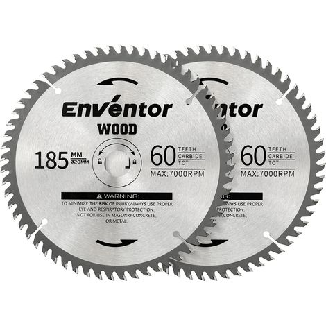 3Pcs Lames de Scie Circulaire TCT(185x20mm,60T,2PCS) Pointe carbure, Lame Scie Circulaire pour Bois, Stratifié, Plastique, Compatibles avec Scie Circulaires (1/5)