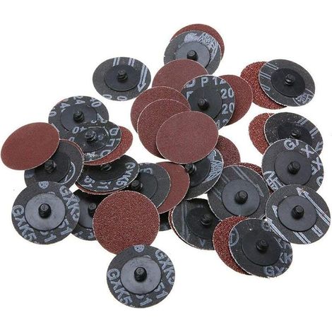 40pcs 50mm 24/60/120/240 Grit Roll Lock Disques Ponçage R Type Pads Abrasif de Sablage
