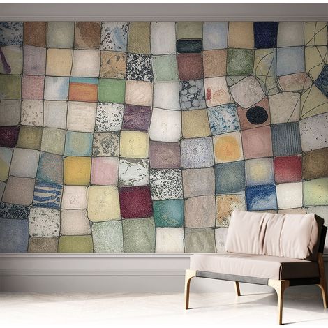 Papier peint adhésif autocollant pour salon chambre à coucher peint imprimé pour mur Mosaïque colorée 312x219 cm (1/5)
