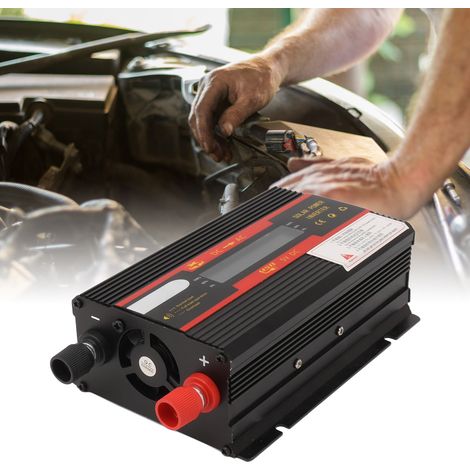 Inversor para coche de 600 W / inversor solar de 600 W con pantalla LCD para aerogeneradores y otras aplicaciones – Universal 12V/24V – Aluminio – Potencia real: 420W (1/5)