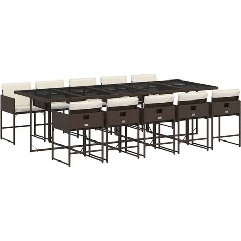 Maison Exclusive - Set da Pranzo da Giardino 11 pz con Cuscini Polyrattan Marrone