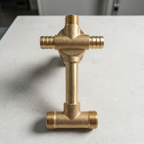 Robinet de douche mural en laiton à trois voies avec raccord fileté, mitigeur de cabine de douche en laiton, raccord à trois voies, entraxe de 9 cm. (1/5)