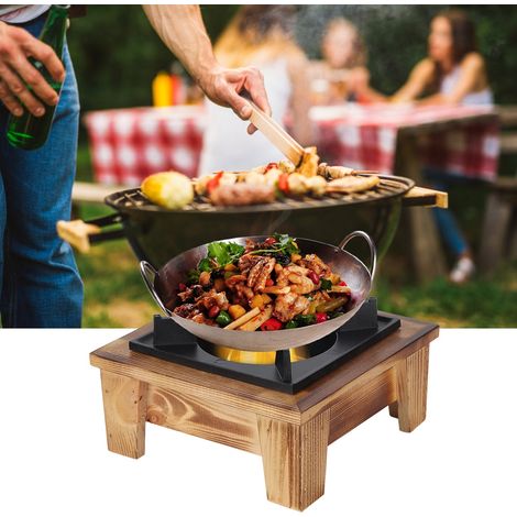1 Réchaud à alcool, compact, étagère en bois, cuisson extérieure, camping (1/5)