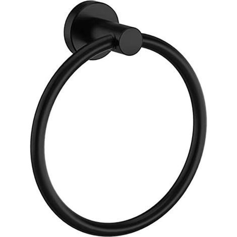 Anello portasciugamani nero satinato, anello portasciugamani da parete in acciaio inox 304, portasciugamani rotondo per bagno e cucina (1/5)