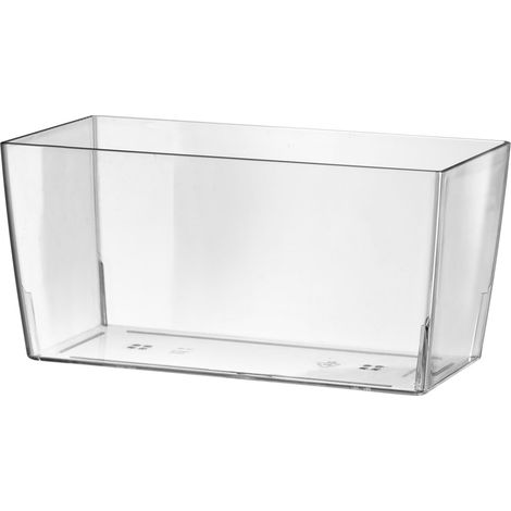 Vaso Rettangolare 26x13x13 cm in Plastica Coimbra 25 Trasparente (1/3)