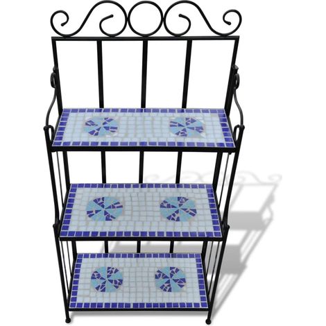 Maison Exclusive - Piedistallo per Piante Terracotta con Mosaico Blu e Bianco (1/5)