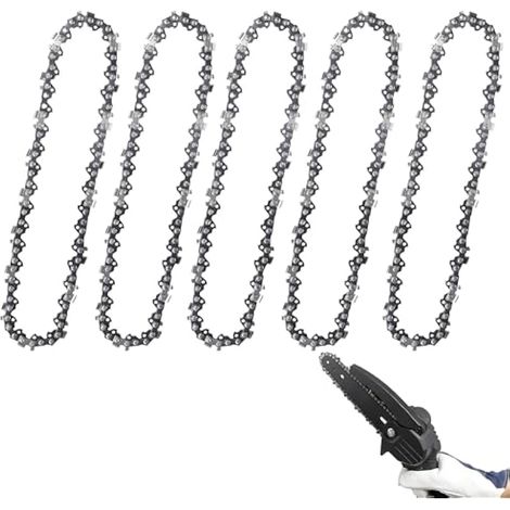 5 lames de chaîne de tronçonneuse mini 15 cm, chaîne de rechange en acier pour tronçonneuse sans fil, taille d'arbres (37 maillons d'entraînement)