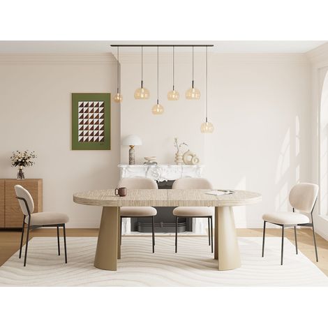 Tavolo da pranzo allungabile da 4 a 12 persone in MDF e Metallo Beige Effetto travertino beige - JARELIA (1/4)