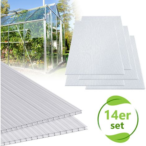 SWANEW 14 Lastra in policarbonato alveolare 4 mm. Lastre in policarbonato alveolare 10.25 m². Lastre in policarbonato alveolare a doppia pelle resistenti ai raggi UV Pannello per serre. 60.5 x 121 cm (1/4)