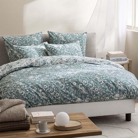 Housse de Couette imprimée en Percale de Coton, 200 x 200 cm, Bleu (1/4)