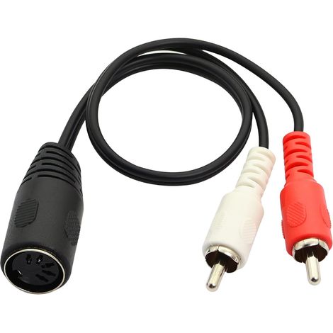 DIN 5 broches vers câble RCA, 1FT 5 broches DIN femelle à 2 RCA mâle câble audio (1/5)