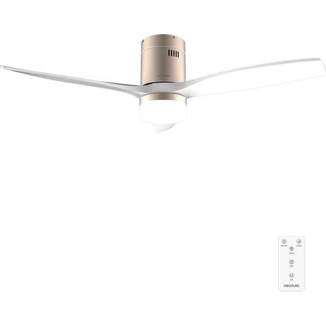 Cecotec Ventilador de Techo con Luz y Mando a Distancia de 52" EnergySilence Aero 5600 Classic Gold&White. Motor DC 40W