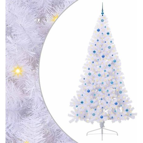 Sapin de Noël artificiel avec 300 lumières LED blanches, 240 cm de haut, en PVC et acier. (1/5)