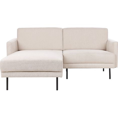 Sofá esquinero moderno tapizado derecho 2 plazas patas de metal tejido beige respaldo acolchado Breda