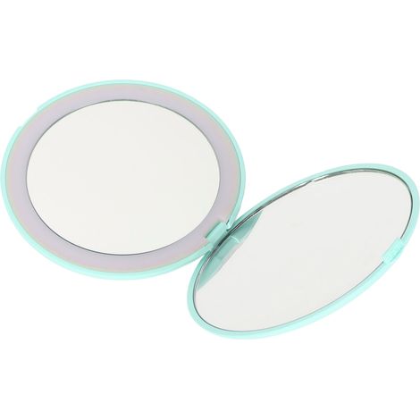 Miroir LED 3,5 pouces, grossissement 1x à 10x, miroir de maquillage double face pour la maison et les voyages, batterie intégrée, vert (1/5)