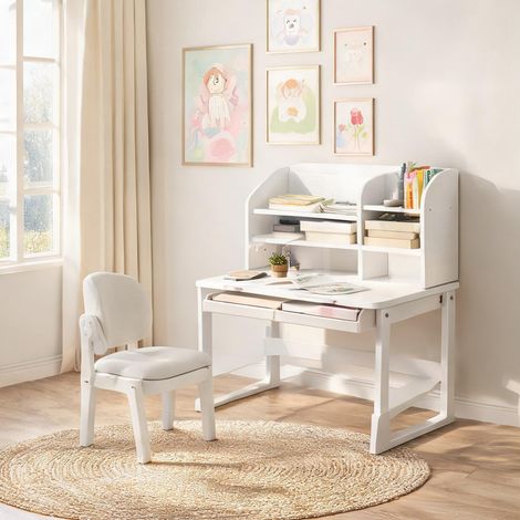 Ensemble table et chaises enfant blanc en MDF 60 x 48 x 68 cm (1/5)