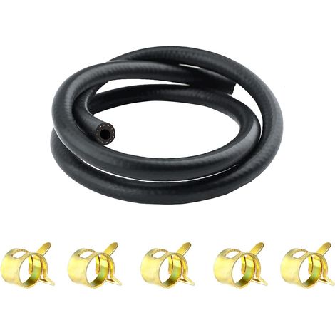 1 m 3/16" Ø 5mm de Tuyau Gaz D'essence Kit, Durite Essence Refroidissement, Pouces Conduite de Gaz avec Colliers de Serrage 5 Pièces Colliers de Serrage pour Bateau Gaz Marin Diesel Essence (1/5)