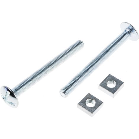 Boulon, Vis à tête plate large + écrou carré, Acier, M6 x 60mm ( Prix pour Boîte de 100 )