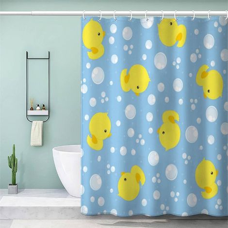 Canard Rideau de Douche 90x180cm Dessin Animé Tissu Polyester Anti Moisissure Rideau de Bain avec 12 Crochets pour Baignoire Salle de Toilette Imperméable Salle De Bains Rideau (1/5)