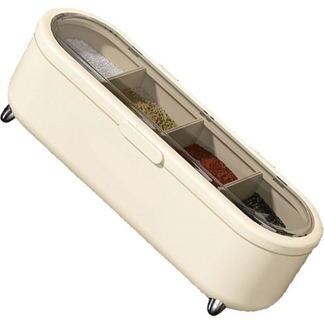 Boîte à épices 4 compartiments amovible fenêtre transparente en plastique résistant pots à condiments pour cuisine maison (1/5)