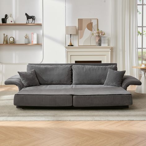 Canapé-lit moderne convertible en tissu minimaliste – Sofa escamotable 2 places avec fonction lit pour petit espace, salon, bureau et studio, design pliable confortable (1/5)
