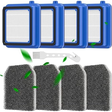 Confezione da 8 filtri QX7 compatibili con aspirapolvere AEG QX6 QX7 QX8-2 ASKW1 - Ricambi - Filtro di ricambio per AEG con 4 filtri pre-motore, 4 filtri igienici, 1 spazzola per la pulizia, lavabile