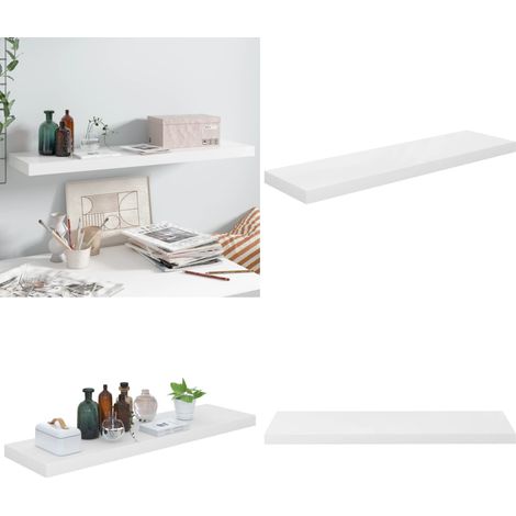 Schweberegal Hochglanz-Weiß 90x23,5x3,8 cm MDF - Schweberegal - Wandregal - Regal - Wohnwandregal - Dekorationsschrank - Home & Living (1/5)