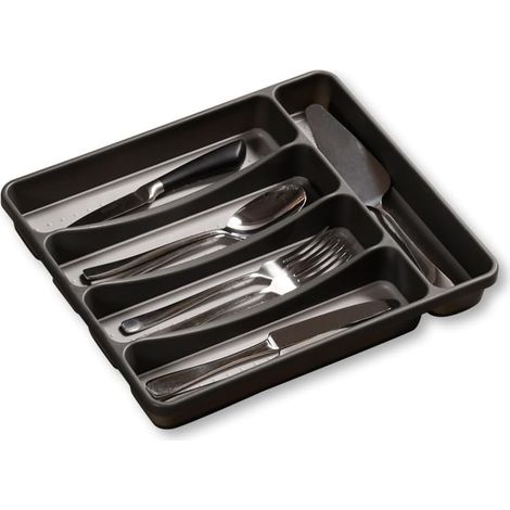 Range-couverts - Insert à couverts pour le tiroir, matériau : plastique (PP), dimensions : L 29 x P 33 x 4,5 cm, couleur : gris  30091 (1/5)