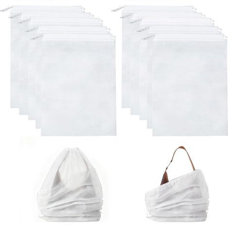Lot de 20 sacs anti-poussière sac à main, non-tissé cordon 40 x 50 cm, blanc, lavable, rangement armoire (1/5)
