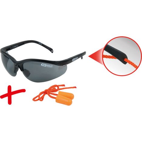 KS TOOLS 310.0171 LUNETTES DE PROTECTION NOIR AVEC BOUCHONS D'OREILLES 4042146710340 (1/5)