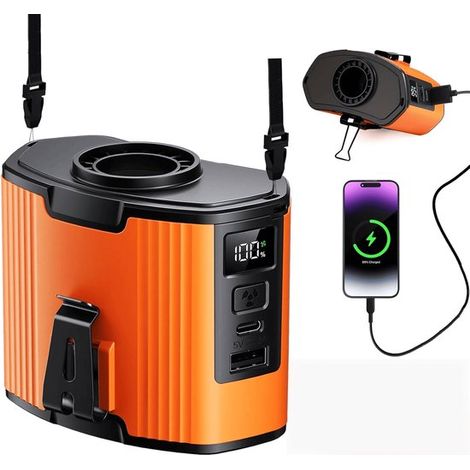 Ventilador portátil de cadera，motor turbo de 10 velocidades，flujo de aire amplio de 130°，ventilador de cinturón recargable con clip (1/5)