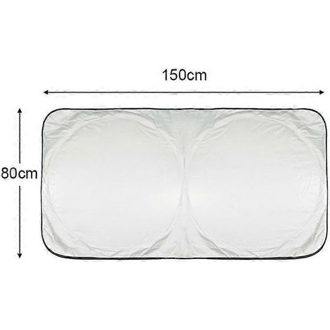 Pare-soleil de pare-brise - Protection solaire pour vitres de voiture bloquant 99,87 % des UV - 210T - Accessoires pour voitures, SUV, camping-cars, camions et autres véhicules - 150 x 80 cm (1/5)