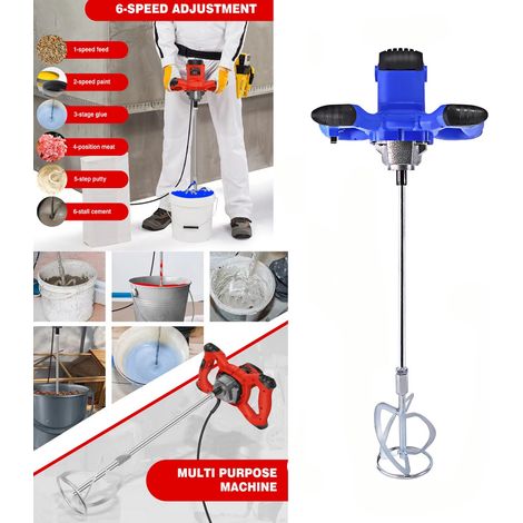 Malaxeur béton 2600 W M14 – 6 niveaux de vitesse – 1700 rpm – pour mortier, ciment et plâtre,Bleu