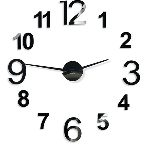 Reloj de pared adhesivo grande negro (1/3)