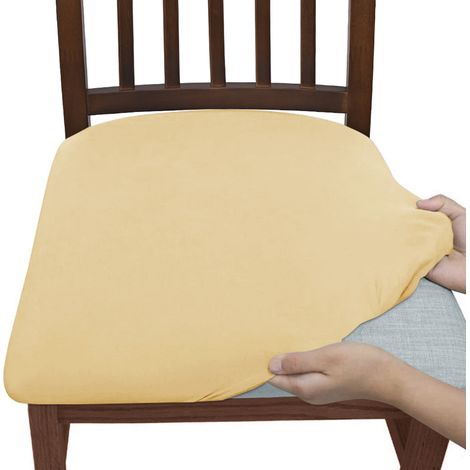 Lot de 4 ou 6 housses de chaise unies, brossées et très élastiques. Housse de siège simple, douce et confortable, résistante à la poussière et aux taches, idéale pour les chaises de salle à manger, de (1/5)