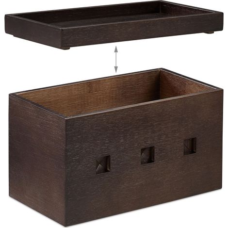 Caja para cables práctica para oficina o televisión 24 x 10 x 10 cm de bambú marrón oscuro 130004689 (1/5)