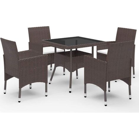 VidaXL - Ensemble salle à manger jardin - Résine tressée verre marron - 5 places - Extérieur (1/5)